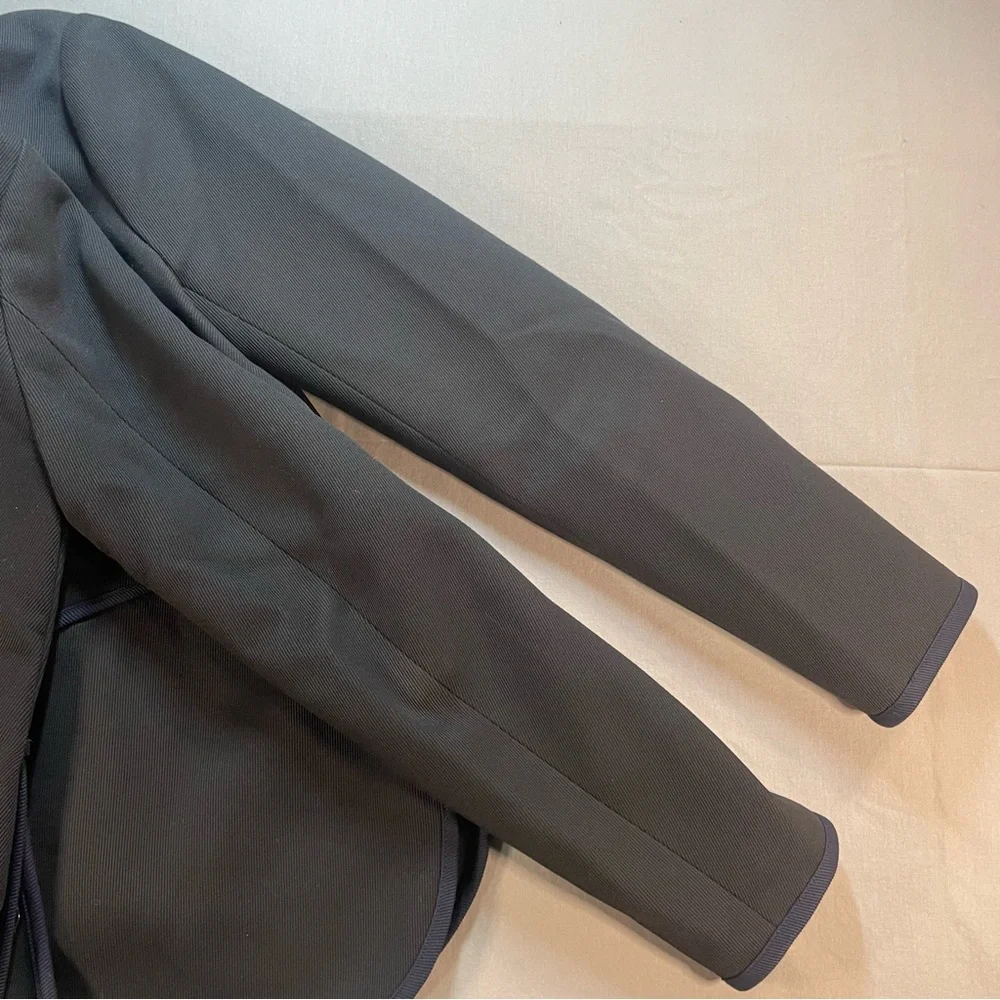 J Crew Tipped Twill Blazer Jacket w/ Mandarin Collar; Black/Navy - Womens Size 4